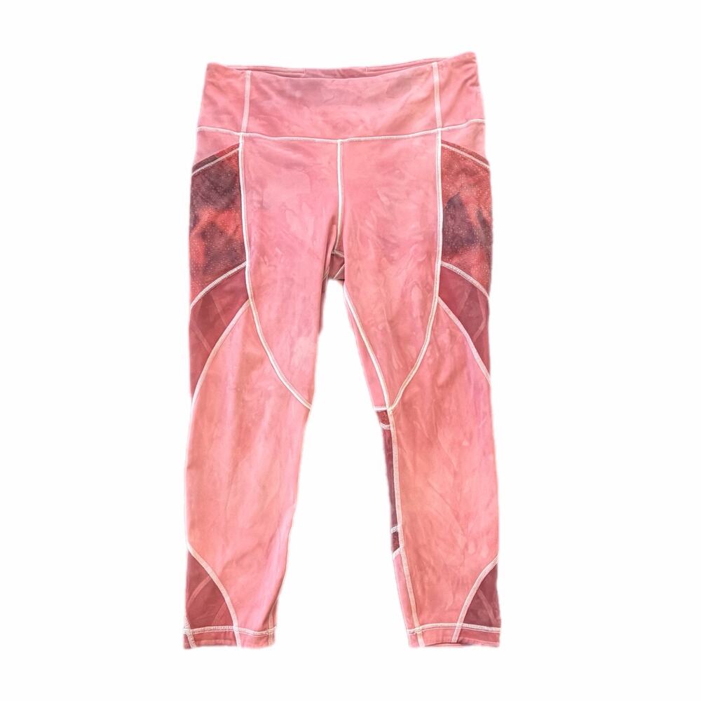 Lululemon Cropped 23" Athletic Tight Pink Tie Dye Athleisure Workout Leggings